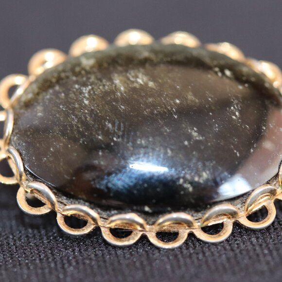 Vintage Cabochon Brooch w/ Metal Frame - Picture 6 of 6